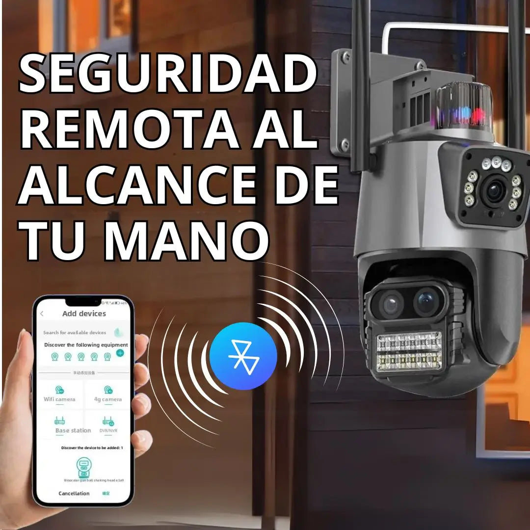 Cámara de seguridad con doble lente, vigilancia efectiva