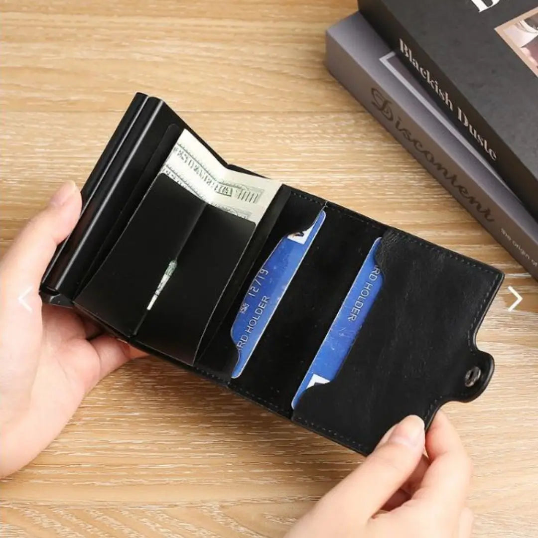 Billetera Tarjetero RFID Anticlonación, con expulsión automática