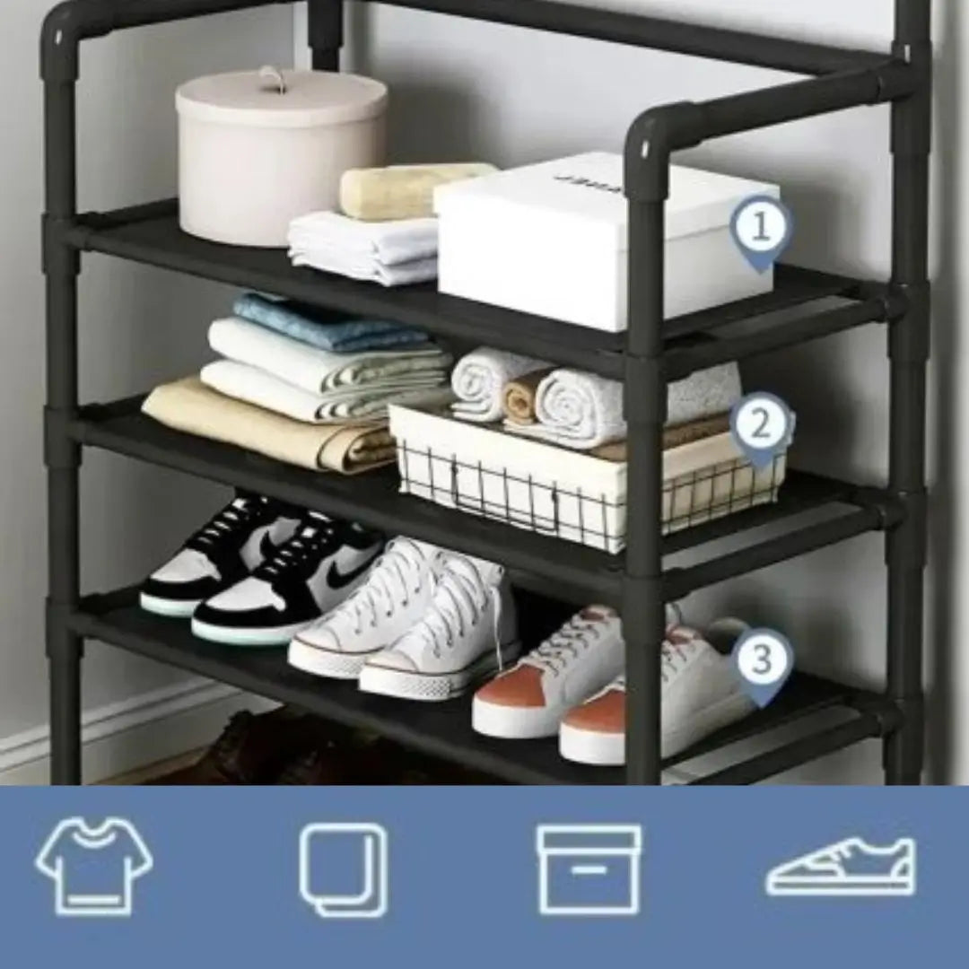 Mueble multifuncional 2 en 1: Perchero y zapatera