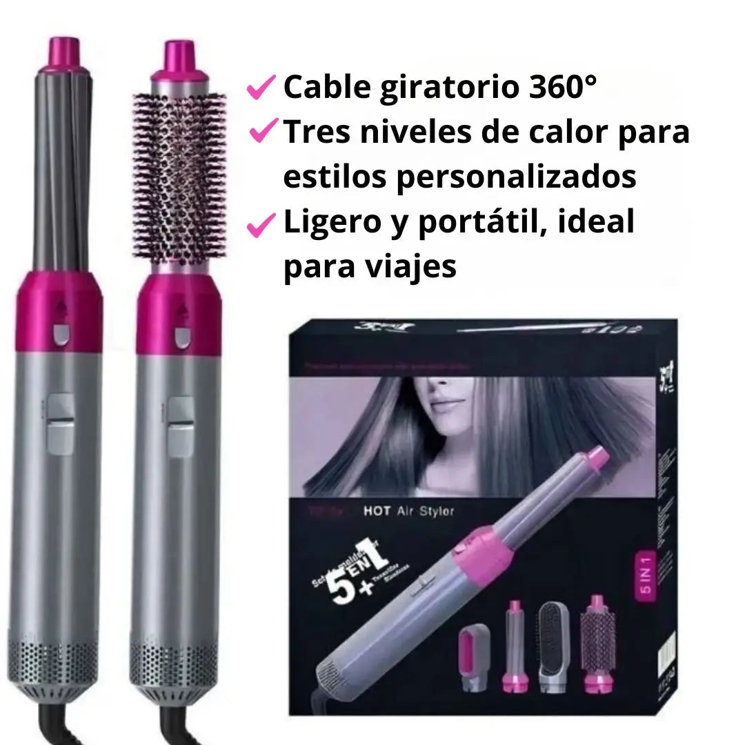 Cepillo secador 5 en 1, riza, alisa y moldea tu cabello