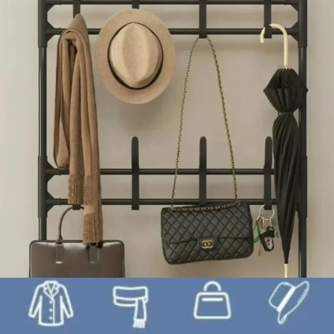 Mueble multifuncional 2 en 1: Perchero y zapatera