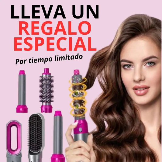 Cepillo secador 5 en 1, riza, alisa y moldea tu cabello