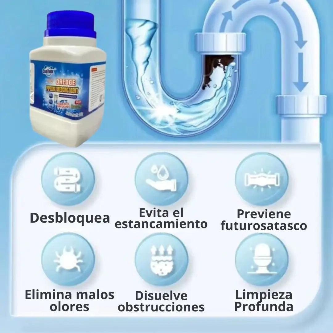 Combo destapa cañerías Varilla y polvo limpiador