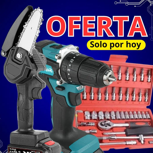 Kit Mini Sierra 98V y taladro 48V + regalo
