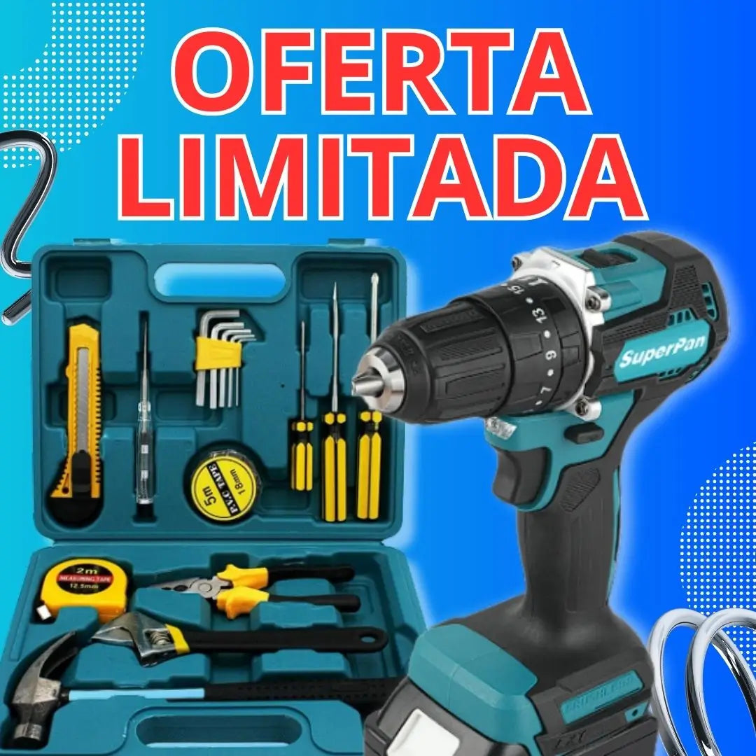 Set de taladro 98V y maletín de herramientas