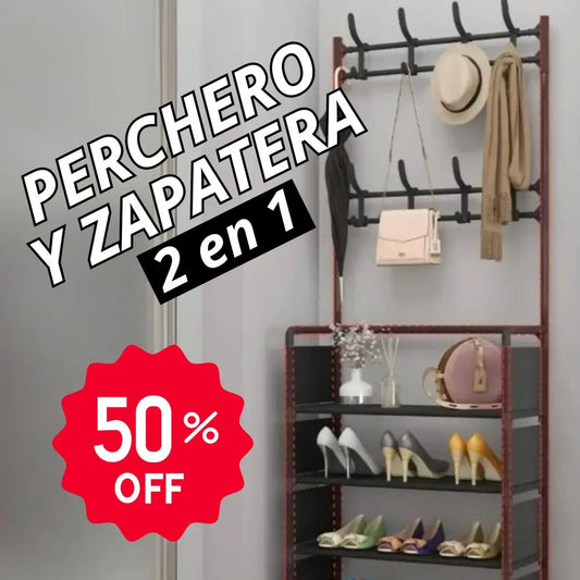 Mueble multifuncional 2 en 1: Perchero y zapatera